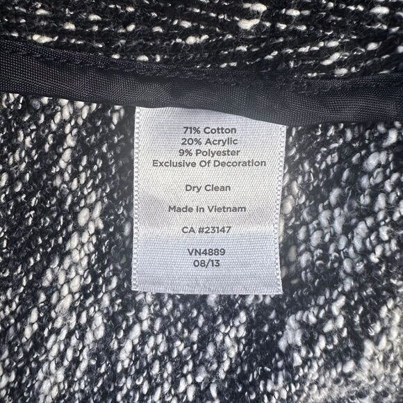 Talbots Tweed Knit Blazer Jacket Cardigan Sz S Braided Trim Full Zip Navy Preppy - Picture 7 of 8